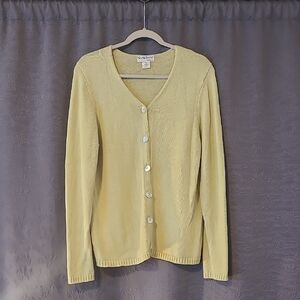NorthStyle Vintage Light Green Cotton Cardigan Sweater, Large